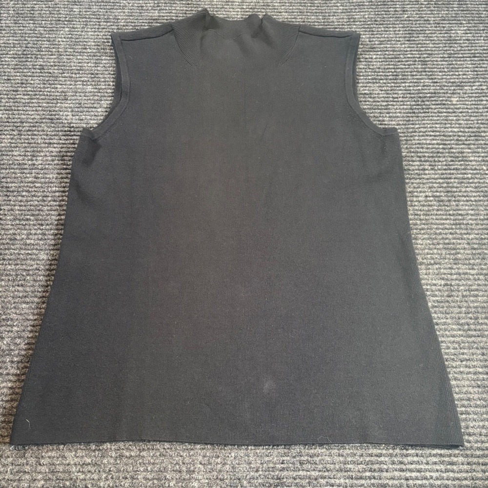Kim Rogers Signature Women Black Mock Neck Sleeveless Ribbed Knit Sweater Top M